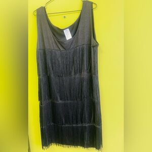 Women's Vintage Flapper Costume Tassels Hem Dress Black